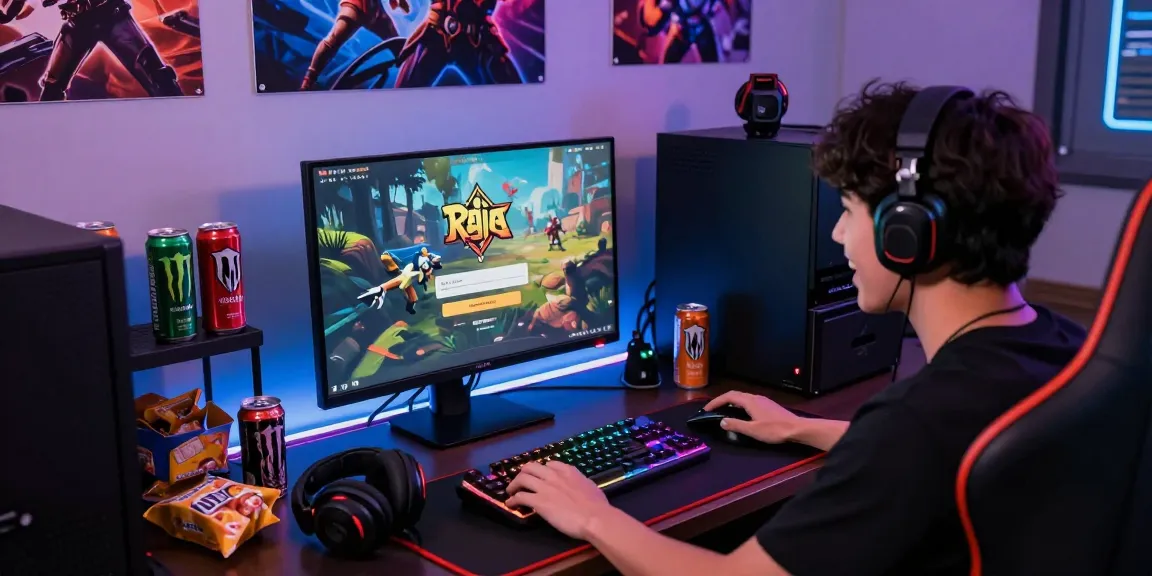 Engaging gaming scene showcasing Raja Game login on a vibrant desktop setup with immersive gaming accessories.