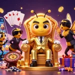 Engage with net88 and its vibrant online slots featuring a bumblebee mob boss in a lively casino setting.