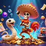 Experience the excitement of slot777 online with a vibrant scene of characters celebrating wins amid dynamic casino elements.